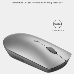 Lenovo 600 Bluetooth Silent Mouse, Blue Optical Sensor, Adjustable DPI, 4 Button, Microsoft Swift Pair, Windows, Chrome, GY50X88832, Gray