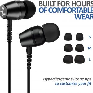 LUDOS OMNITONE Wired Earbuds in-Ear Headphones, 5 Year Warranty, Earphones with Microphone, 3.5 mm Jack Corded Ear Buds, Videoconference for iPhone, Samsung, Computer, Laptop, Kids, School Students